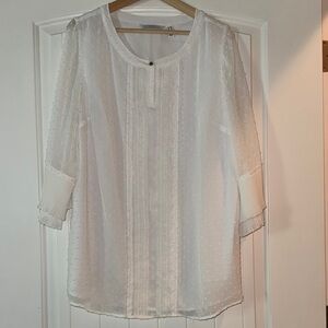 Isaac Mizrahi Cream Buttoned Blouse with 3/4 Sleeves NWOT